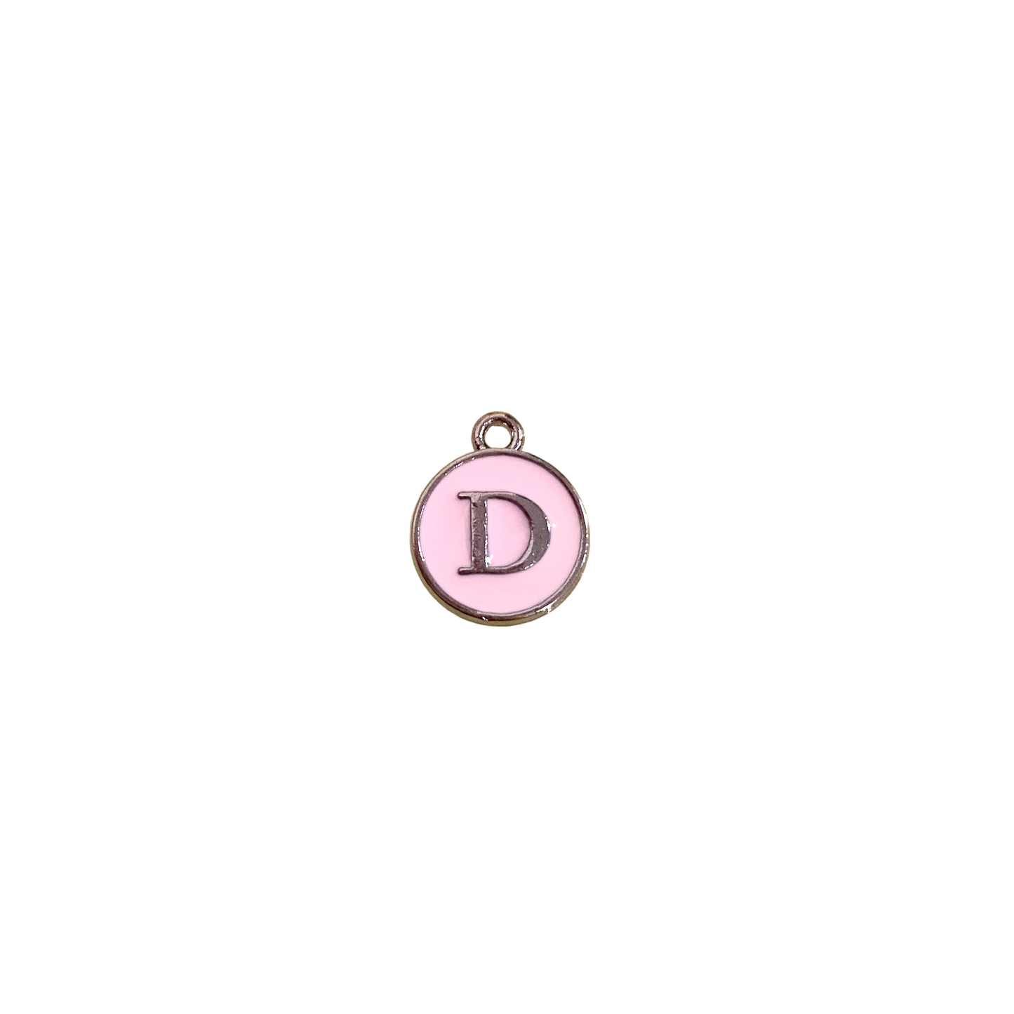 ENAMEL PINK / SILVER INITIAL CHARM