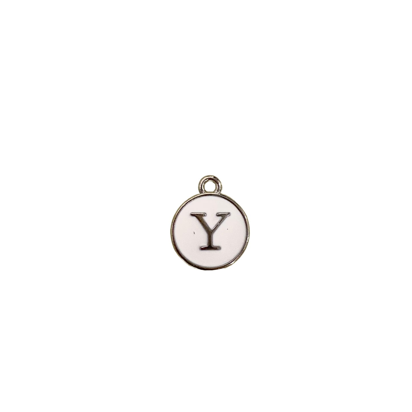 ENAMEL WHITE / SILVER INITIAL CHARM