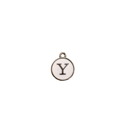 ENAMEL WHITE / SILVER INITIAL CHARM