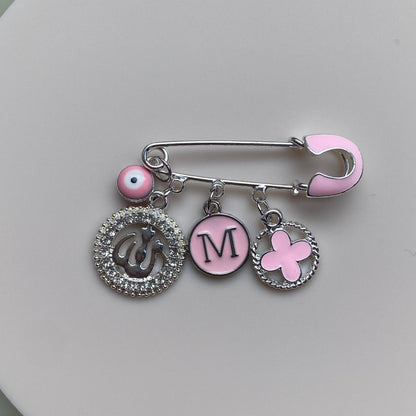 ENAMEL PINK / SILVER INITIAL CHARM