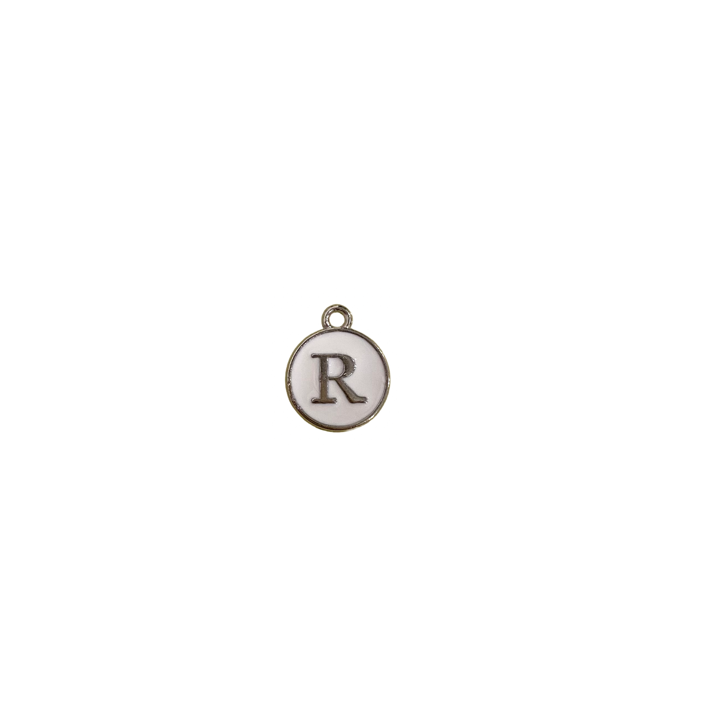 ENAMEL WHITE / SILVER INITIAL CHARM