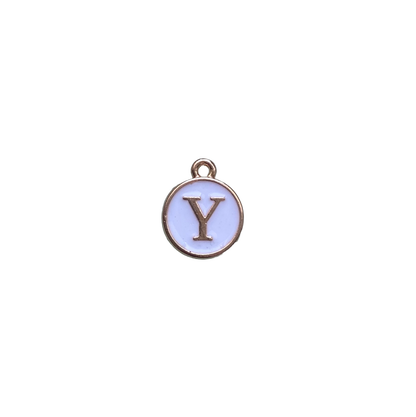 ENAMEL WHITE / GOLD INITIAL CHARM
