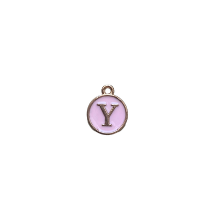 ENAMEL PINK / GOLD INITIAL CHARM
