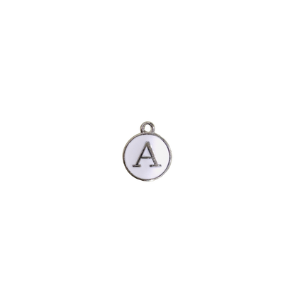 ENAMEL WHITE / SILVER INITIAL CHARM