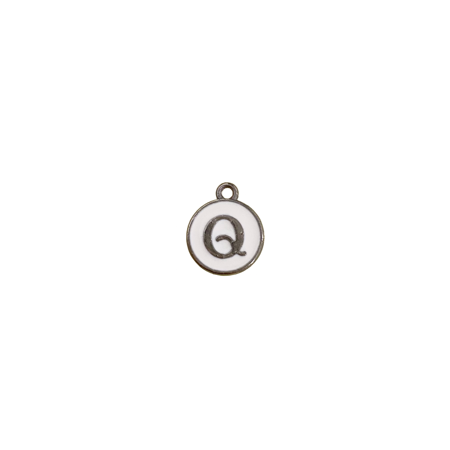 ENAMEL WHITE / SILVER INITIAL CHARM