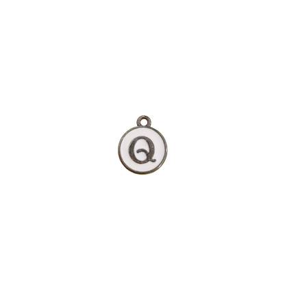 ENAMEL WHITE / SILVER INITIAL CHARM