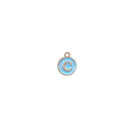 ENAMEL BLUE / GOLD INITIAL CHARM