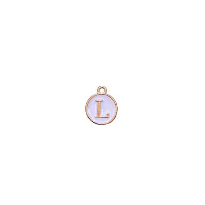 ENAMEL WHITE / GOLD INITIAL CHARM