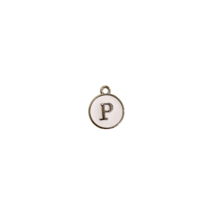 ENAMEL WHITE / SILVER INITIAL CHARM