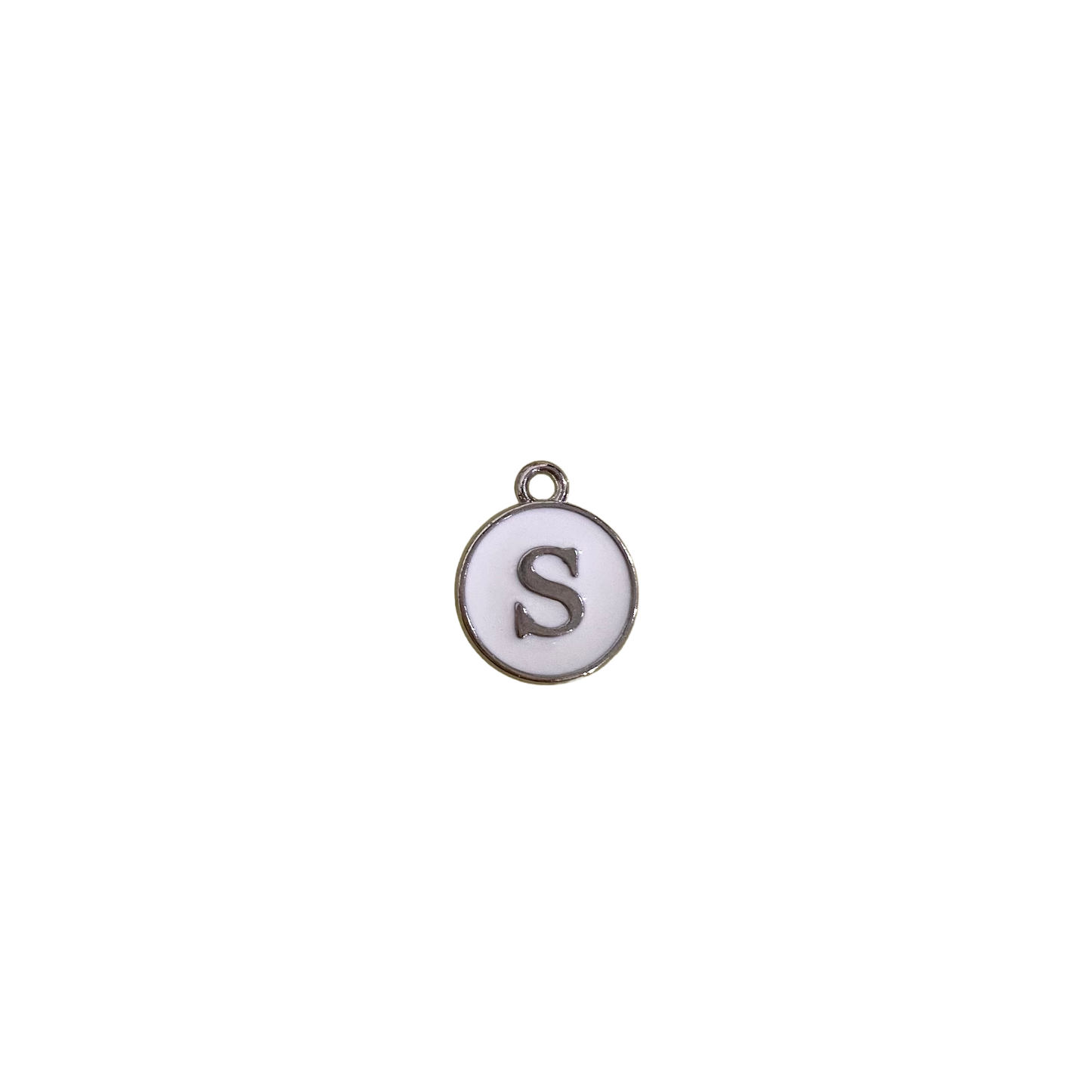 ENAMEL WHITE / SILVER INITIAL CHARM