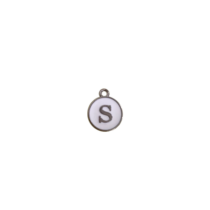 ENAMEL WHITE / SILVER INITIAL CHARM