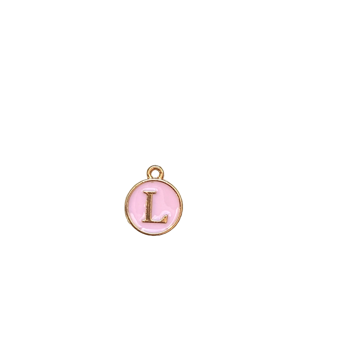ENAMEL PINK / GOLD INITIAL CHARM