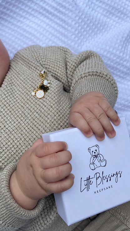 ENAMEL WHITE / GOLD INITIAL CHARM