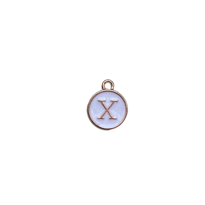 ENAMEL WHITE / GOLD INITIAL CHARM