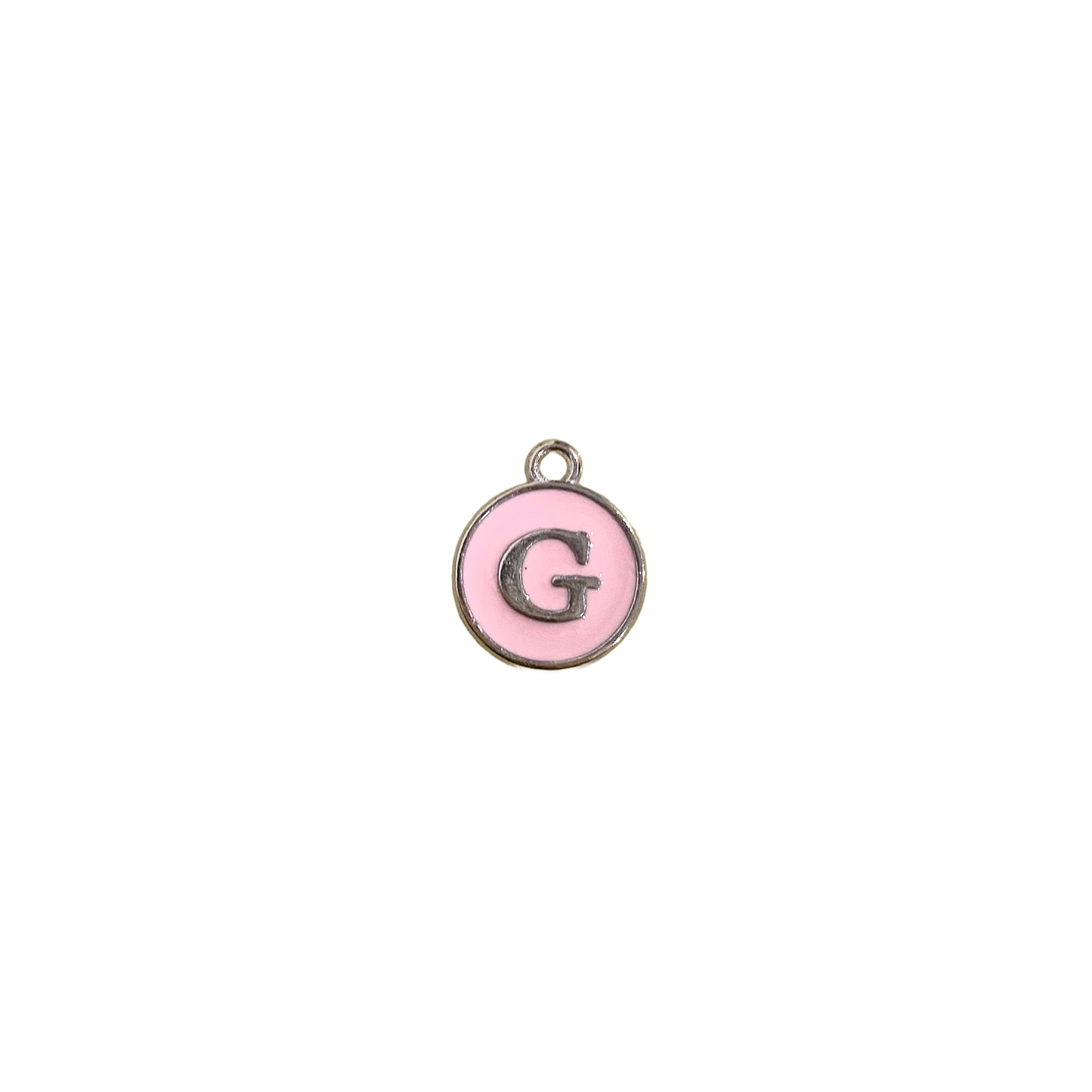 ENAMEL PINK / SILVER INITIAL CHARM