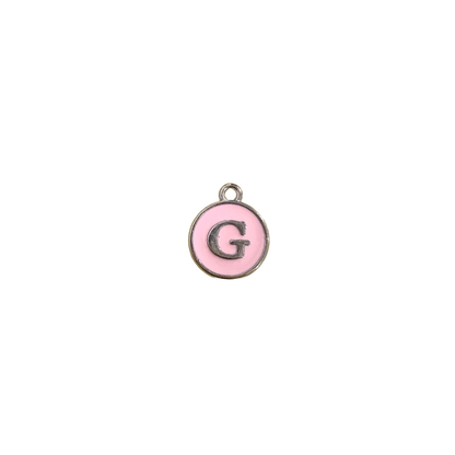 ENAMEL PINK / SILVER INITIAL CHARM