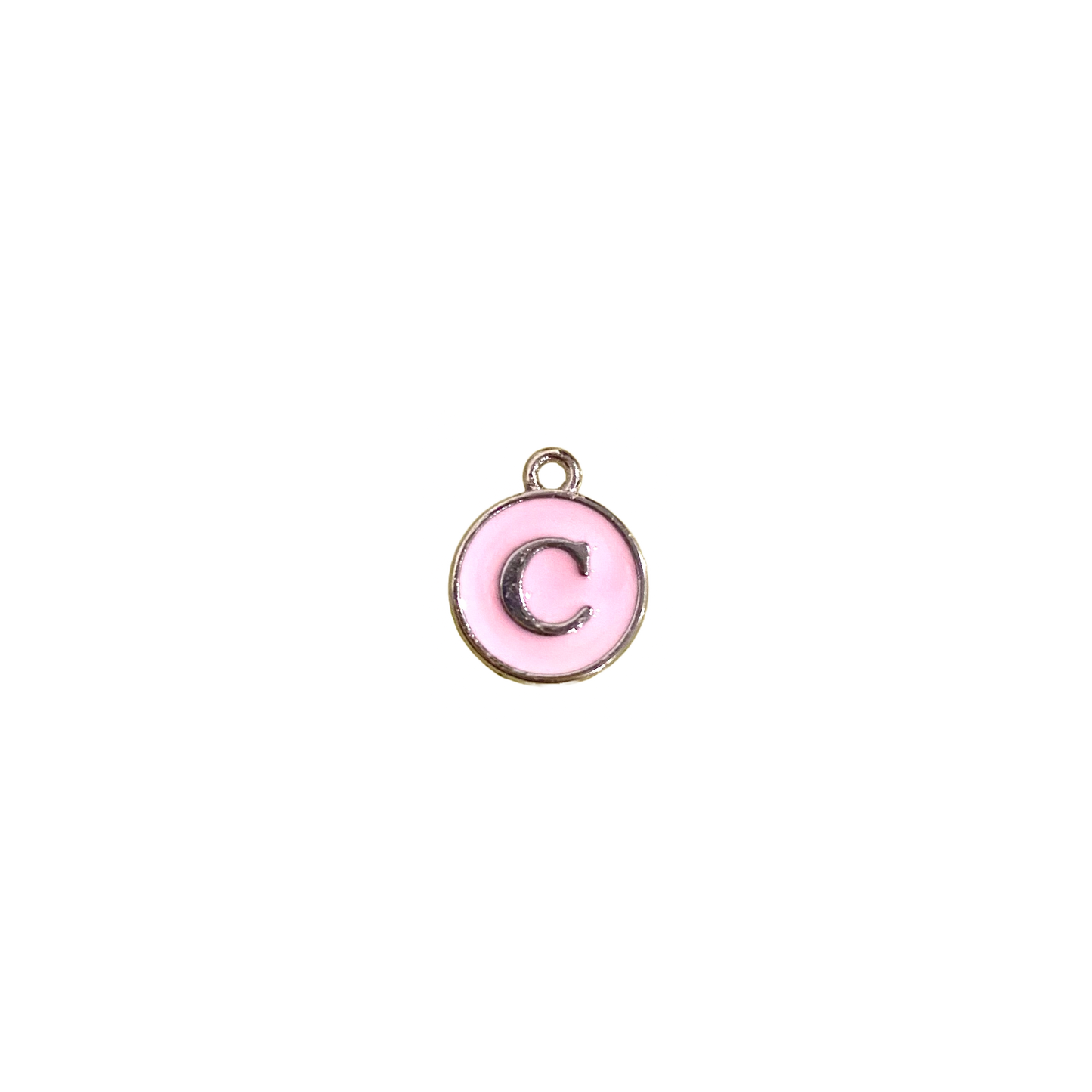 ENAMEL PINK / SILVER INITIAL CHARM