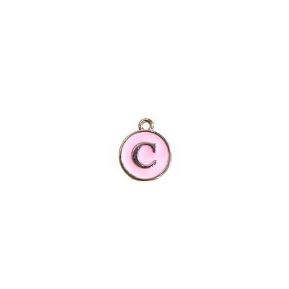 ENAMEL PINK / SILVER INITIAL CHARM