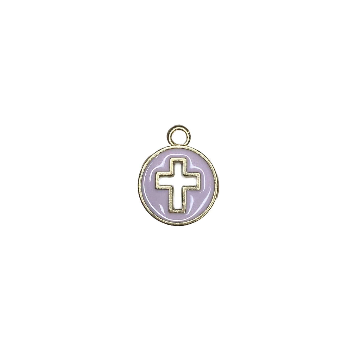 ROUND ENAMEL CROSS CHARM