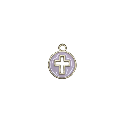 ROUND ENAMEL CROSS CHARM