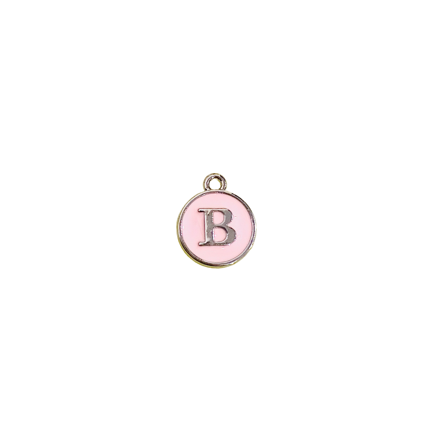 ENAMEL PINK / SILVER INITIAL CHARM