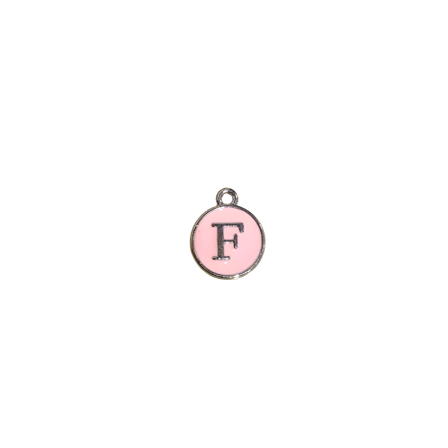 ENAMEL PINK / SILVER INITIAL CHARM