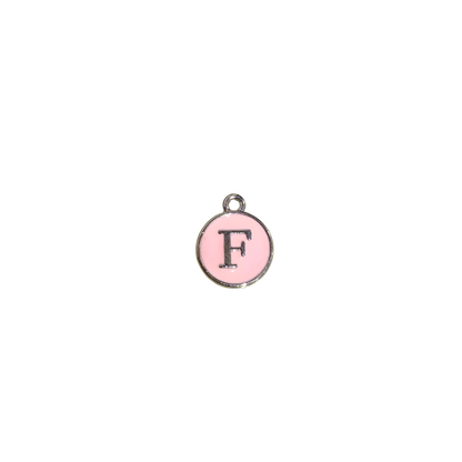ENAMEL PINK / SILVER INITIAL CHARM