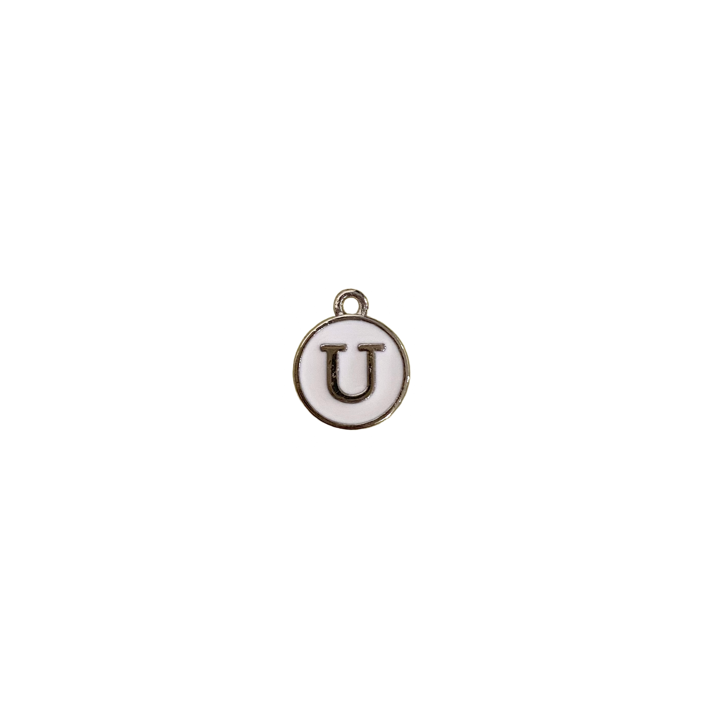ENAMEL WHITE / SILVER INITIAL CHARM