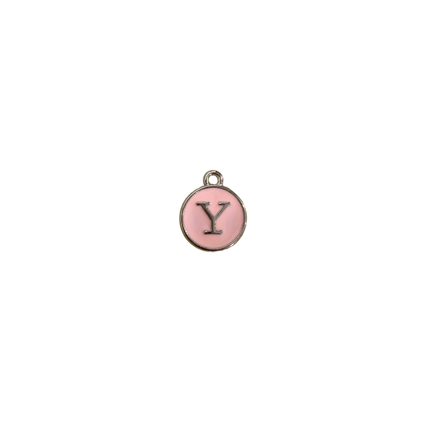 ENAMEL PINK / SILVER INITIAL CHARM