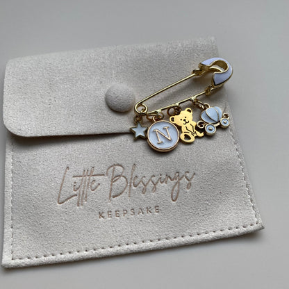 ENAMEL WHITE / GOLD INITIAL CHARM