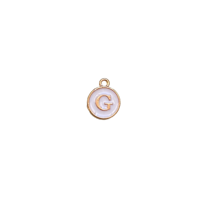 ENAMEL WHITE / GOLD INITIAL CHARM