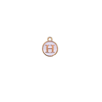 ENAMEL WHITE / GOLD INITIAL CHARM