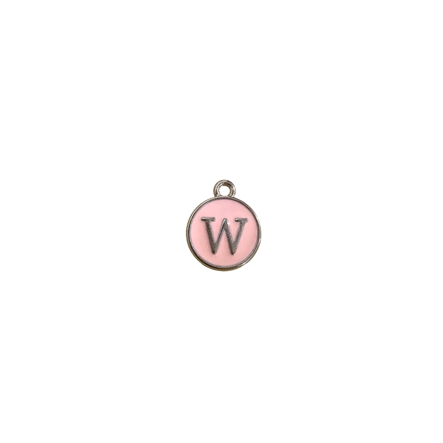 ENAMEL PINK / SILVER INITIAL CHARM