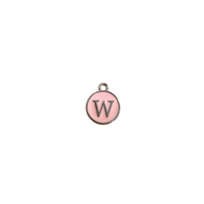 ENAMEL PINK / SILVER INITIAL CHARM