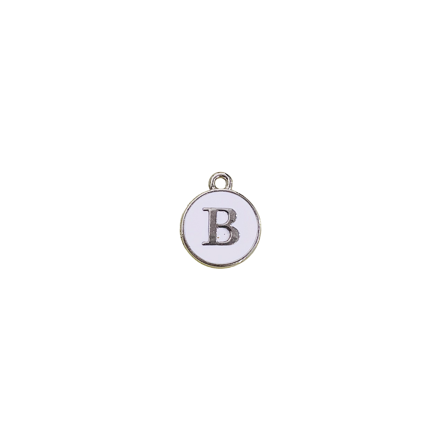 ENAMEL WHITE / SILVER INITIAL CHARM