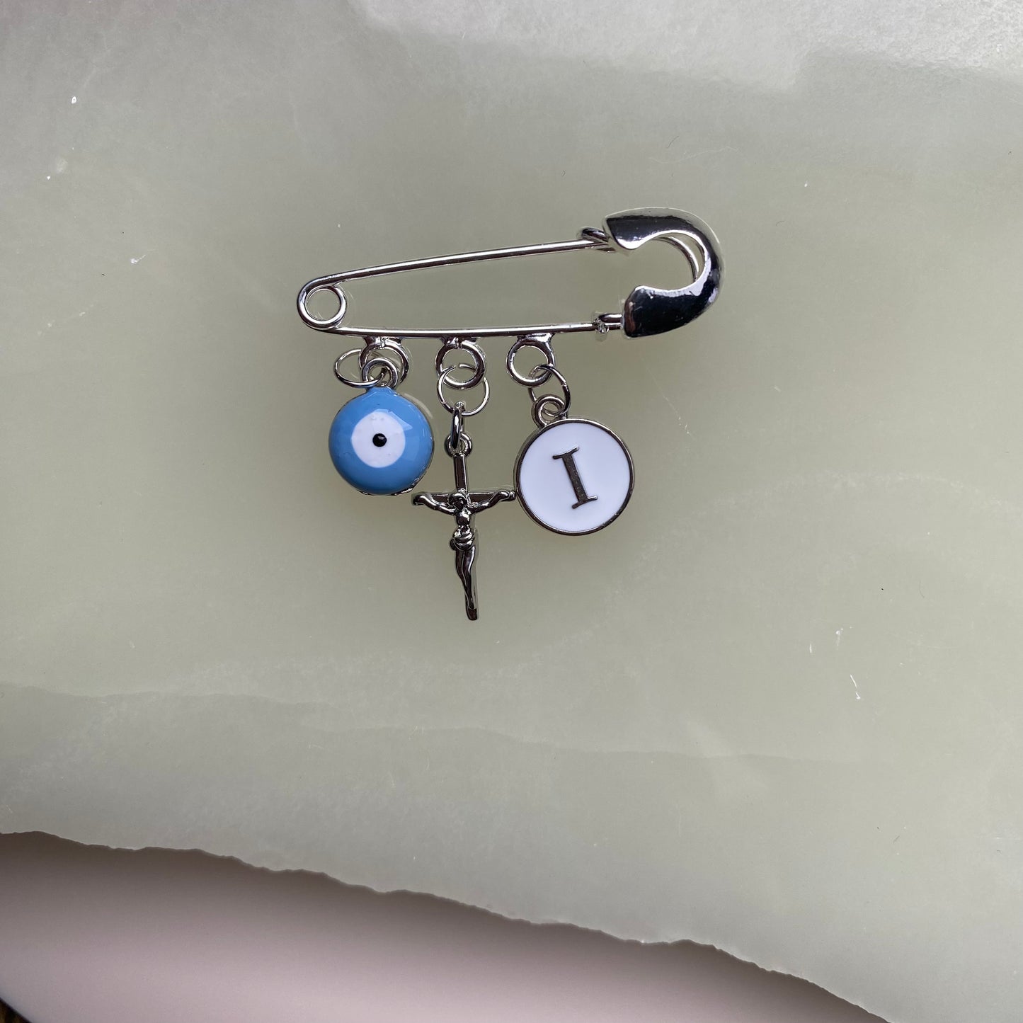 ENAMEL WHITE / SILVER INITIAL CHARM