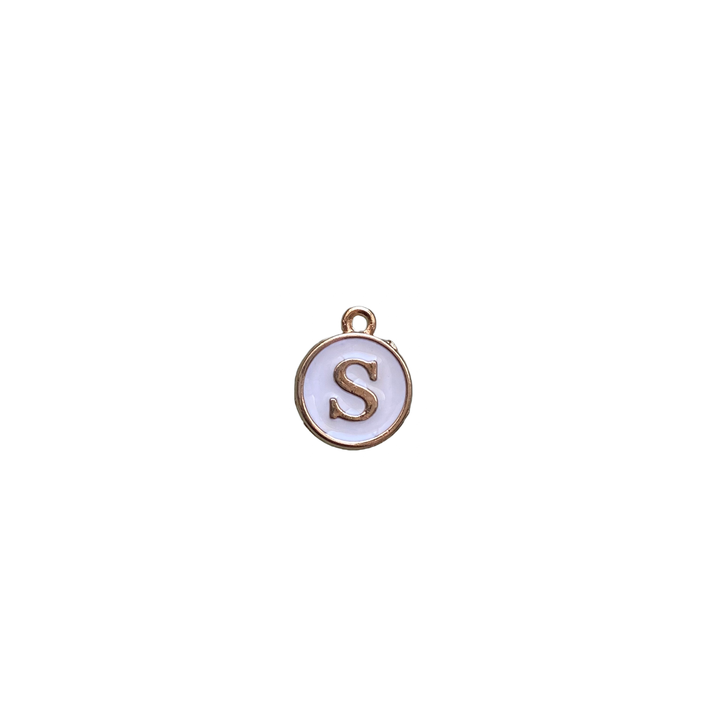 ENAMEL WHITE / GOLD INITIAL CHARM