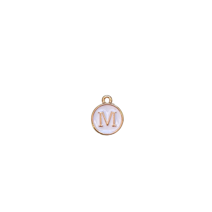 ENAMEL WHITE / GOLD INITIAL CHARM