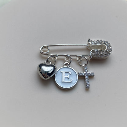 ENAMEL WHITE / SILVER INITIAL CHARM