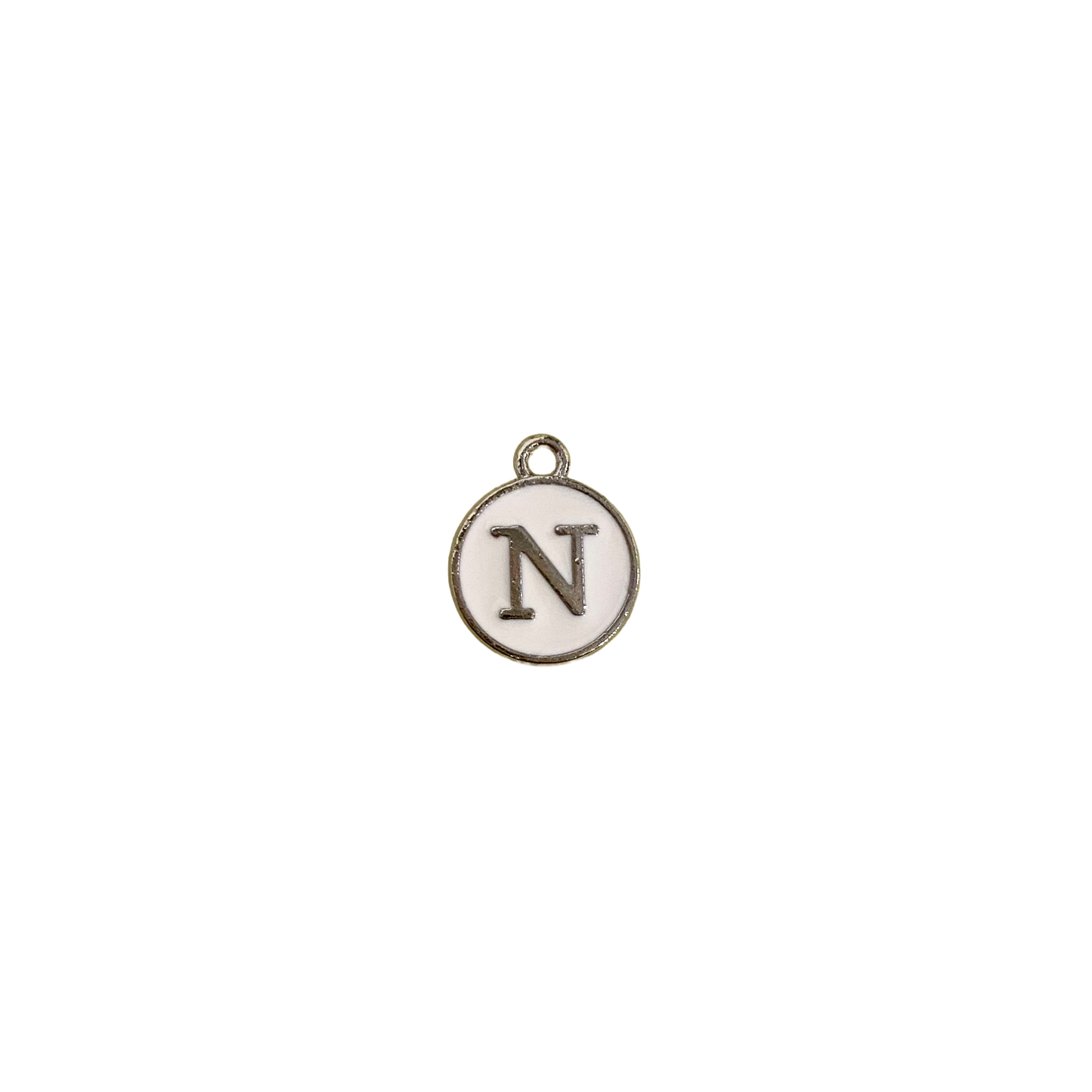 ENAMEL WHITE / SILVER INITIAL CHARM