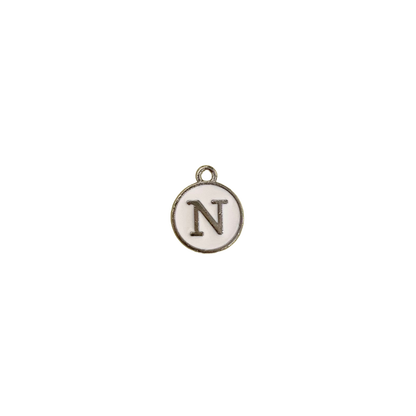 ENAMEL WHITE / SILVER INITIAL CHARM