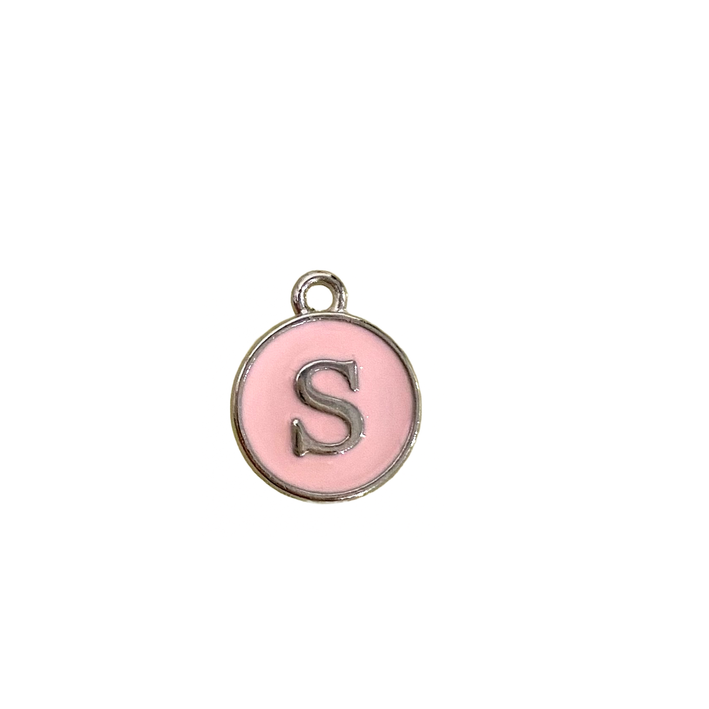 ENAMEL PINK / SILVER INITIAL CHARM