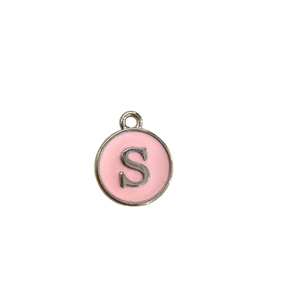ENAMEL PINK / SILVER INITIAL CHARM