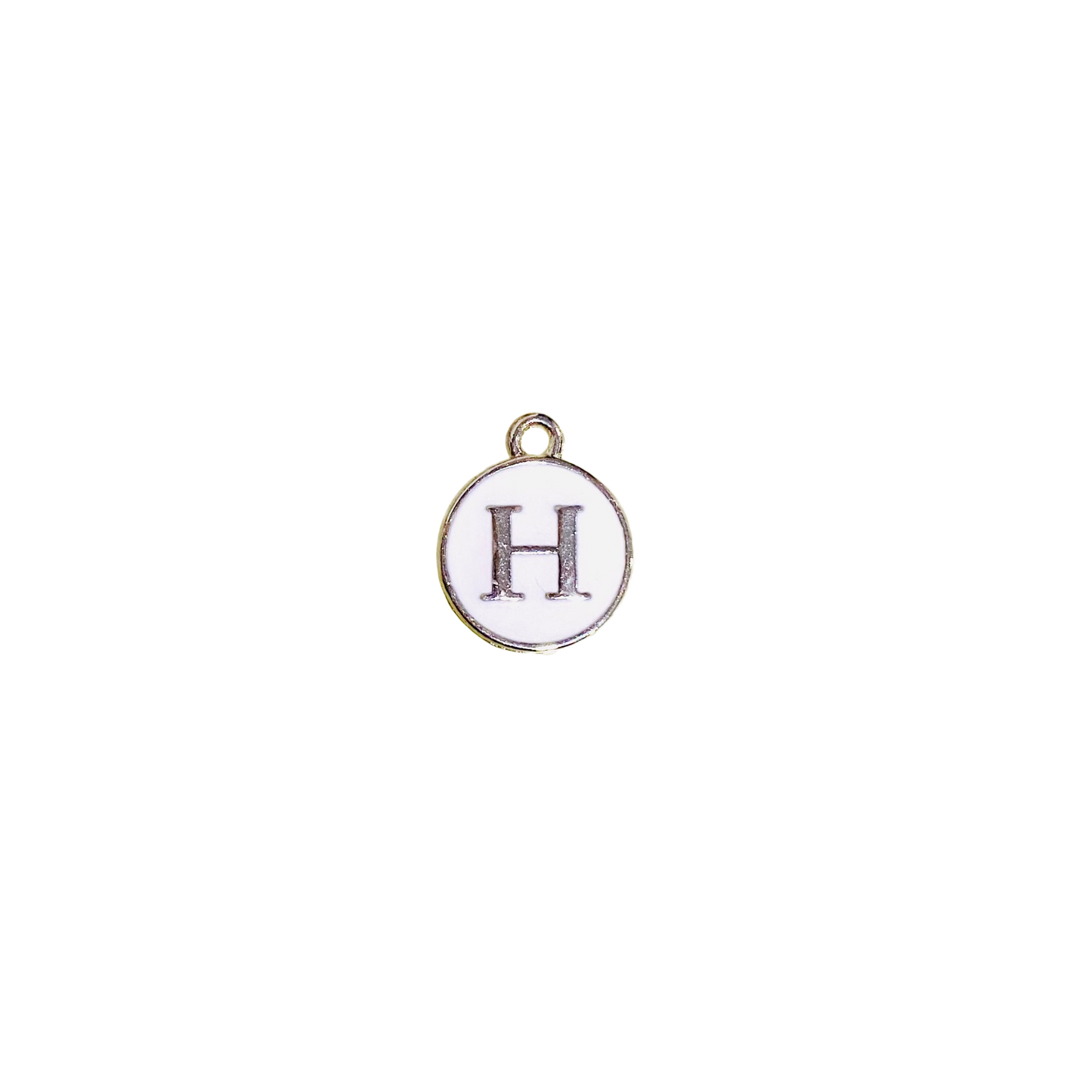 ENAMEL WHITE / SILVER INITIAL CHARM