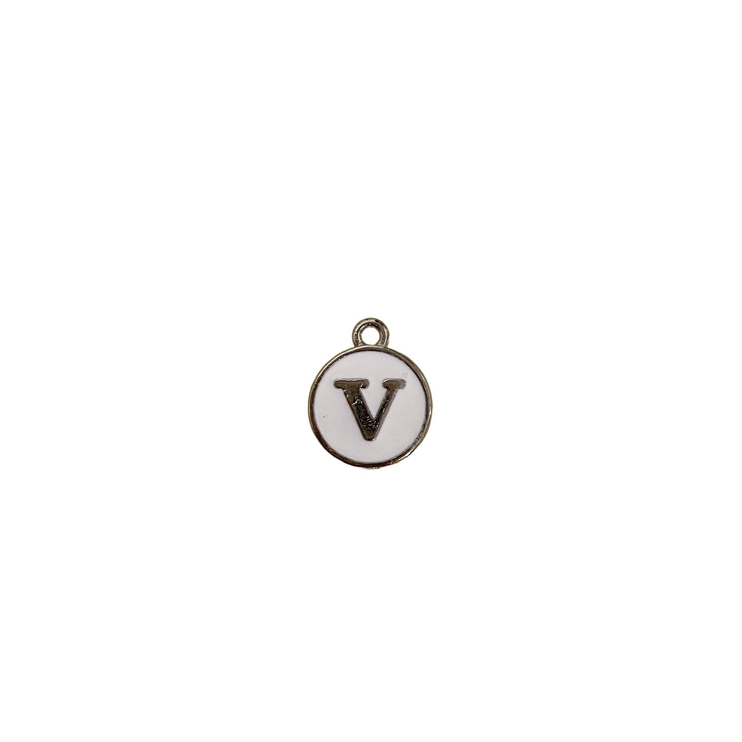 ENAMEL WHITE / SILVER INITIAL CHARM