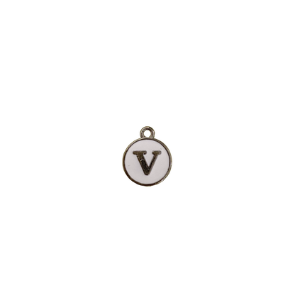ENAMEL WHITE / SILVER INITIAL CHARM