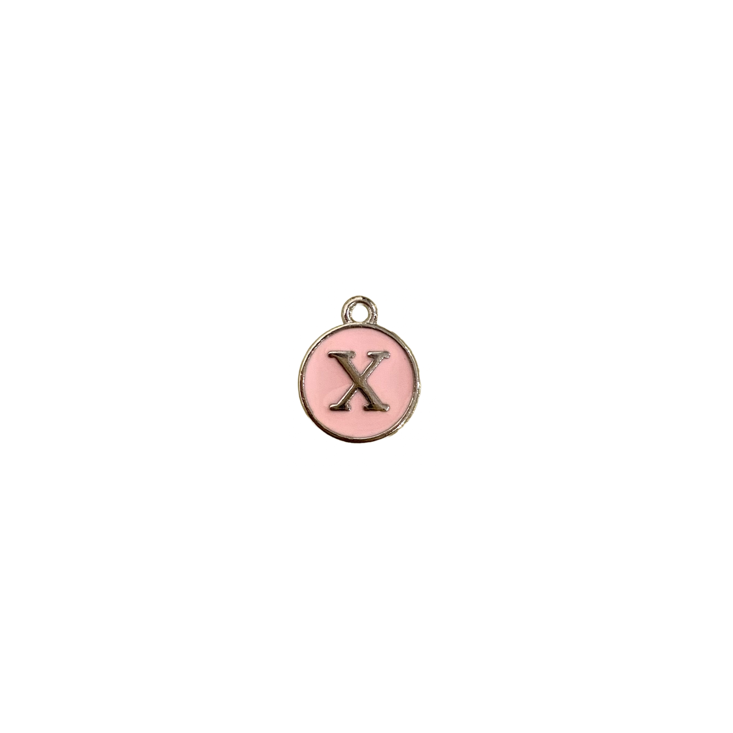 ENAMEL PINK / SILVER INITIAL CHARM