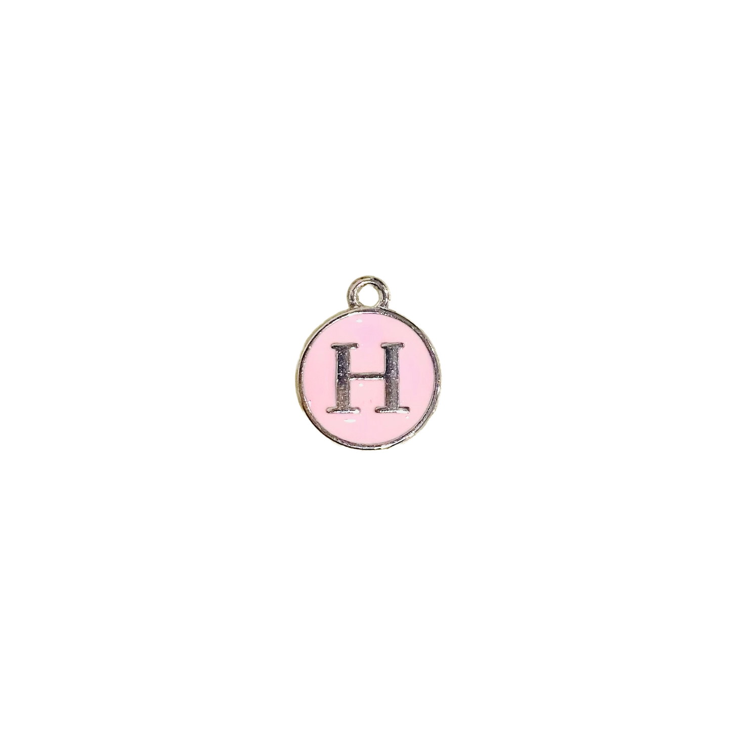 ENAMEL PINK / SILVER INITIAL CHARM