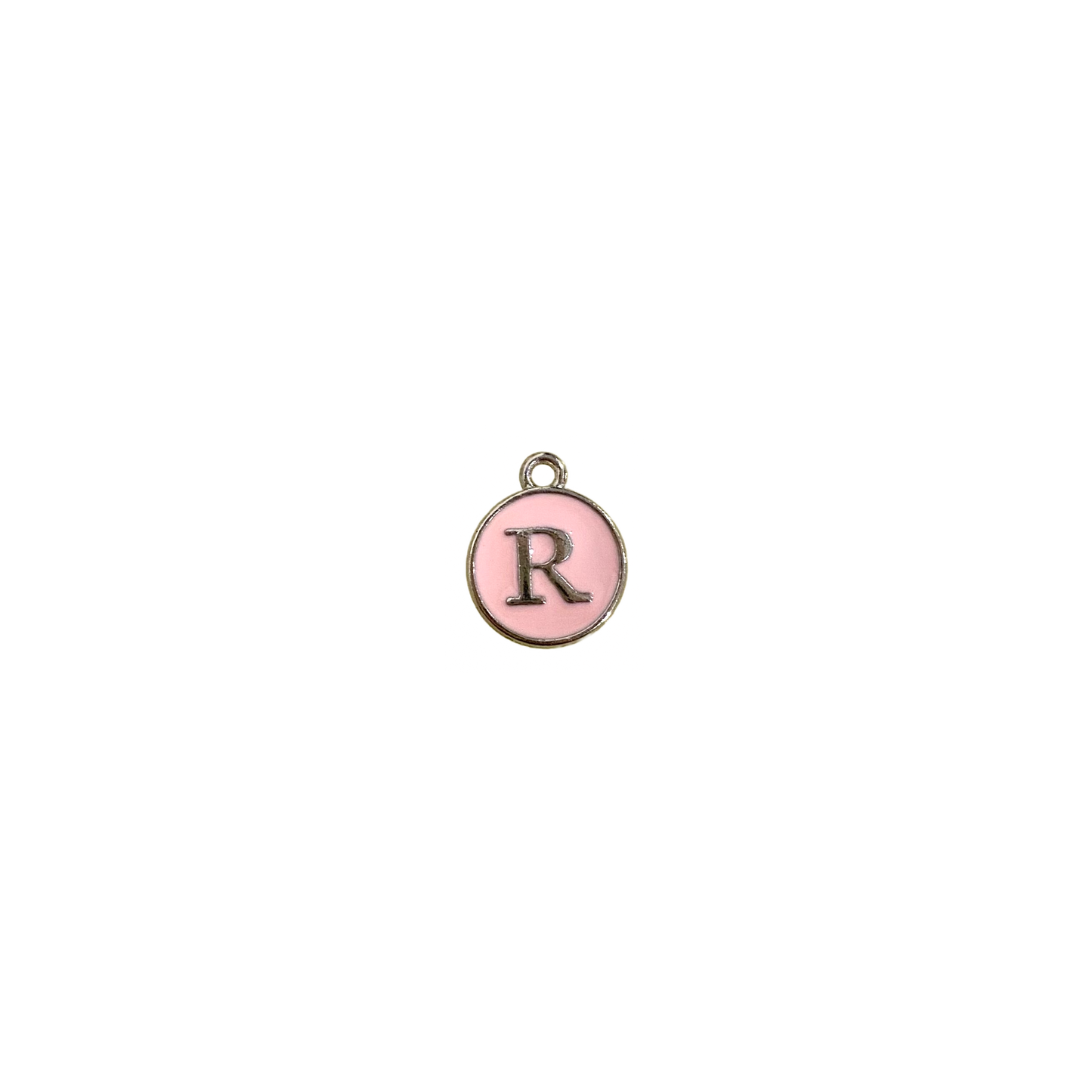 ENAMEL PINK / SILVER INITIAL CHARM
