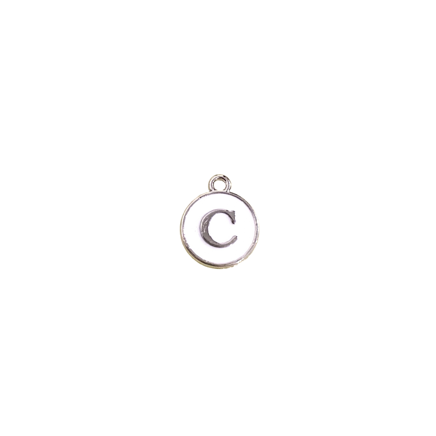 ENAMEL WHITE / SILVER INITIAL CHARM